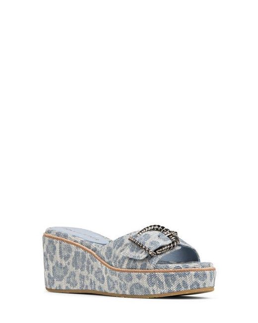 Donald J Pliner Blue Alfee Platform Wedge Slide Sandal