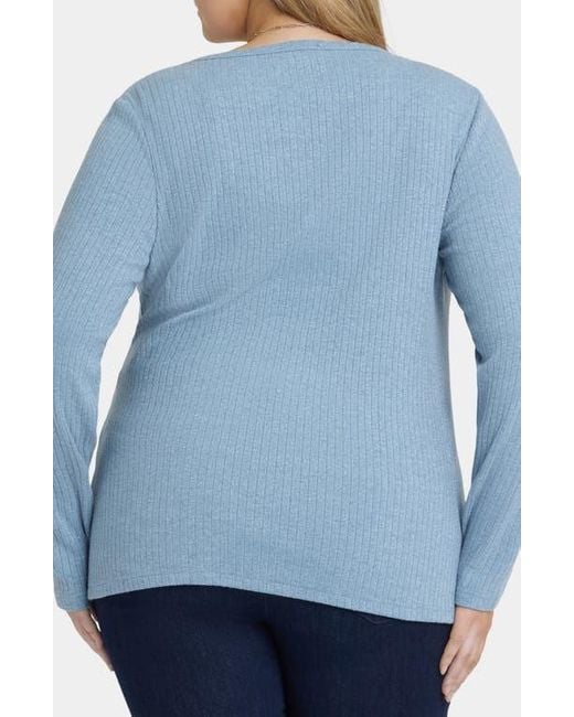 NYDJ Blue Metallic Rib Top