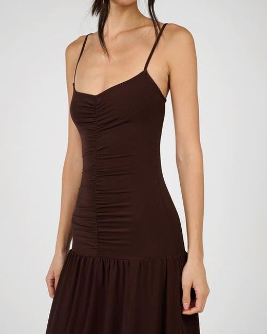 WeWoreWhat Brown Ruched Front Scoop Maxi Dress