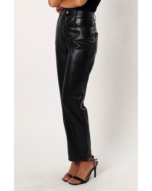 Petal & Pup Black Maverick High Waist Straight Leg Faux Leather Pants