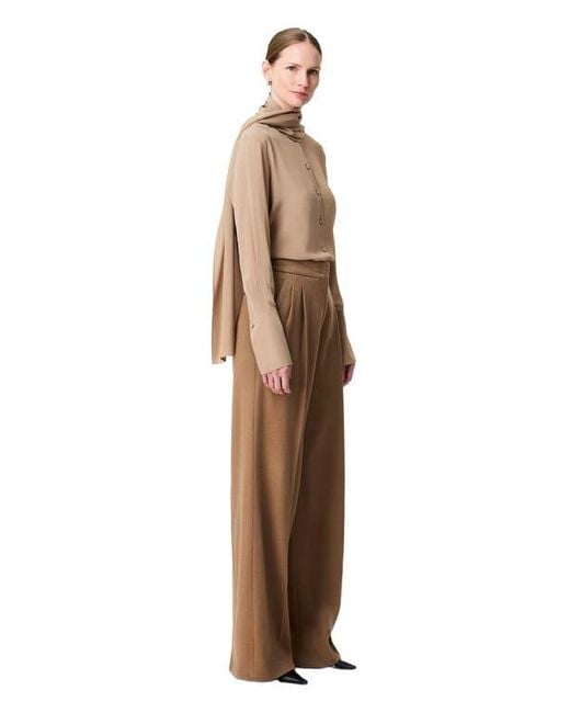 Another Tomorrow Natural Pleated Trouser