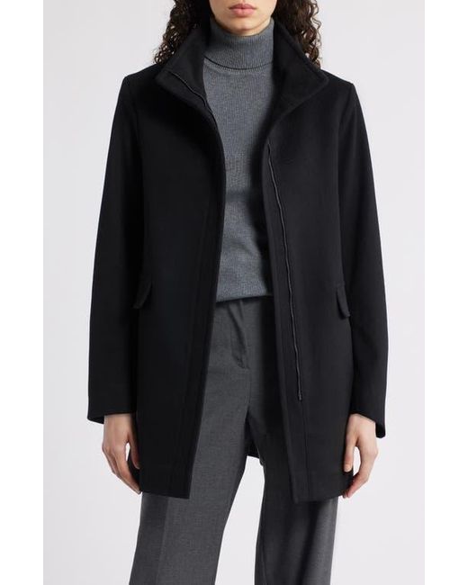 Fleurette Black Zoey Stand Collar Wool Car Coat