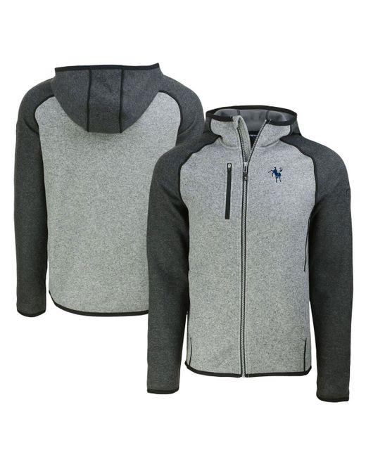 Cutter & Buck Gray /heather Charcoal Indianapolis Colts Throwback Mainsail Sweater-knit Full-zip Hoodie At Nordstrom for men