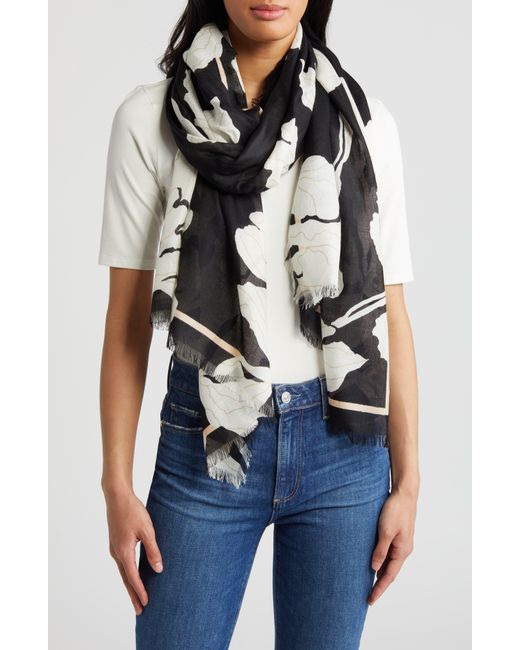 Nordstrom Multicolor Eyelash Trim Print Cashmere & Silk Wrap