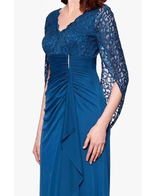 Betsy & Adam Lace & Sequin Gown in Blue | Lyst Betsy & Adam Lace & Sequin Gown in Blue | Lyst