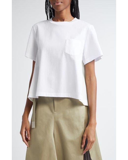 Sacai White Nylon Twill & Cotton Jersey T-Shirt