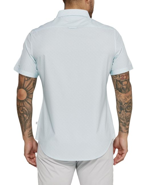 7 Diamonds Blue Leven Short Sleeve Button-up Shirt for men