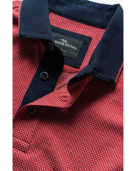 Rodd & Gunn Red Stanley Point Dot Print Short Sleeve Polo for men