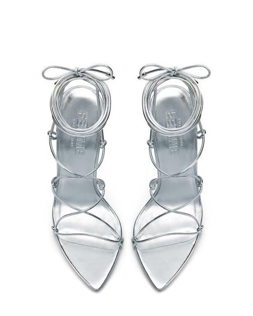 Femme LA Metallic Sin Ankle Wrap Pointed Toe Sandal