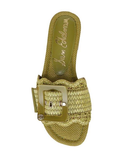 Sam Edelman Green Bambi Raffia Buckle Slide Sandal