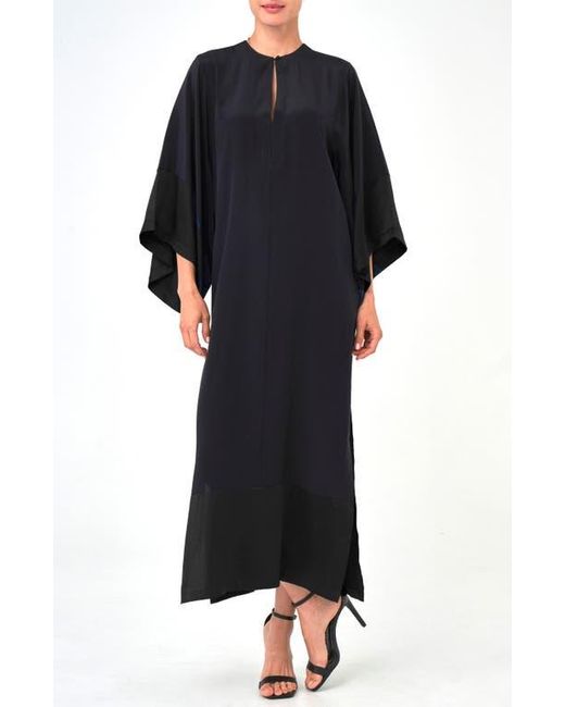 ocean + main Black Kimono Sleeve Silk Dress