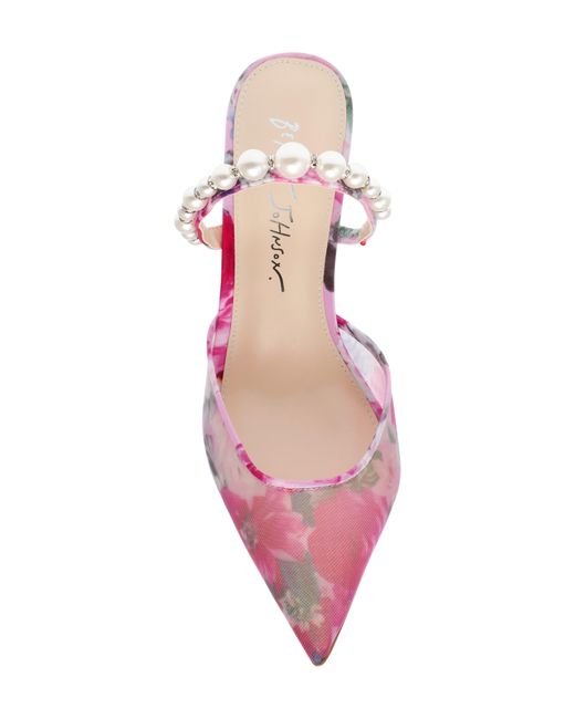 Betsey Johnson Pink Evey Imitation Pearl Pointed Toe Mule