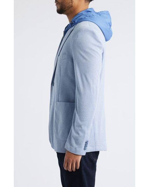 Johnston & Murphy Blue Xc Flex Microcheck Knit Sport Coat With Removable Hooded Bib for men