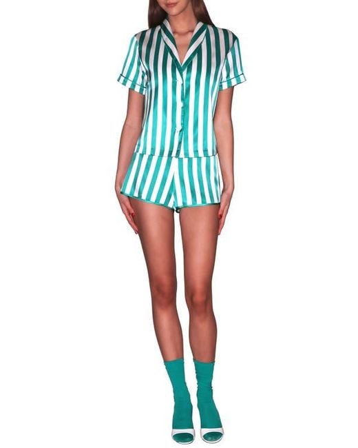 Fleur du Mal Blue Satin Pajama Shorts