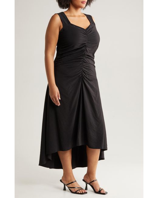 Chelsea28 Black Ruched High-low Maxi Dress
