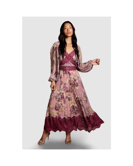 Coast Women's Red Pleated Lace Trim Midaxi Dress Coast Women's Red Pleated Lace Trim Midaxi Dress