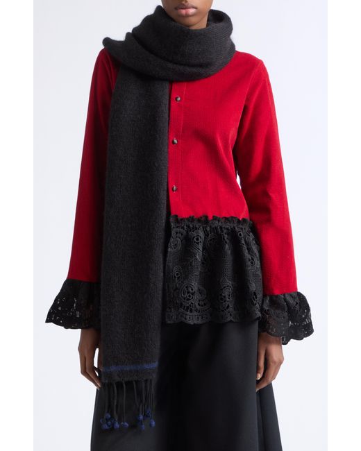 KÚR Red Hand-Knitted Wool Scarf