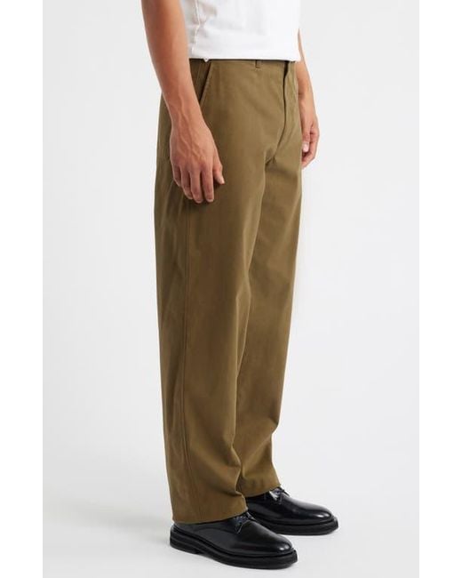 Theory Green Brushed Stretch Cotton Chinos for men