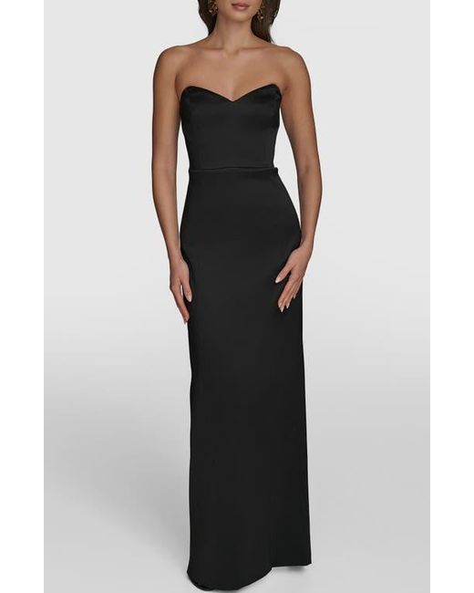 Donna Karan Black Strapless Satin Gown