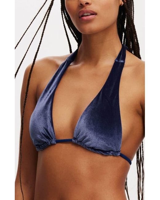 Cotton On Blue High Apex Slider Triangle Bikini Top