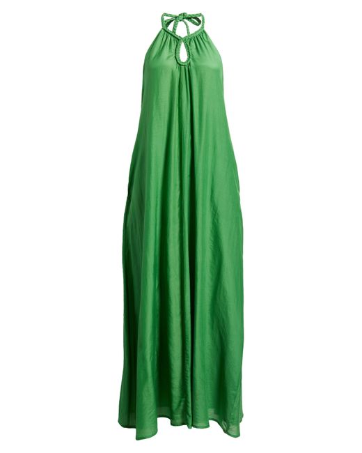 Xirena Green Xírena Drue Cotton & Silk Maxi Halter Dress
