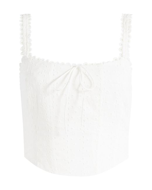 All In Favor White Embroidered Cotton Eyelet Crop Camisole In At Nordstrom, Size X-large