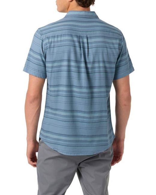 O'neill Sportswear Blue Seafaring Stripe Stretch Short Sleeve Button-Up Shirt for men