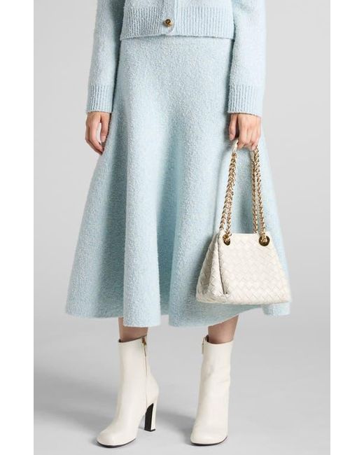 Bottega Veneta White Small Parachute Chain Intrecciato Leather Shoulder Bag