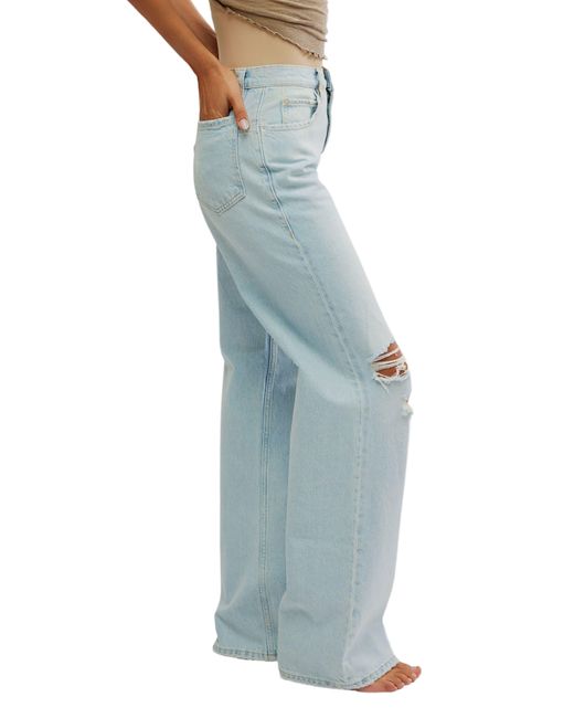 Free People Blue We The Free Tinsley High Waist baggy Jeans