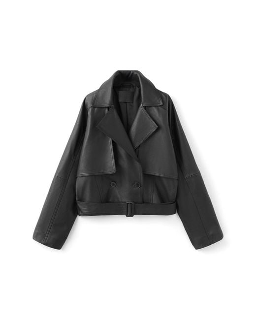 Mango Black Lapels Leather Jacket