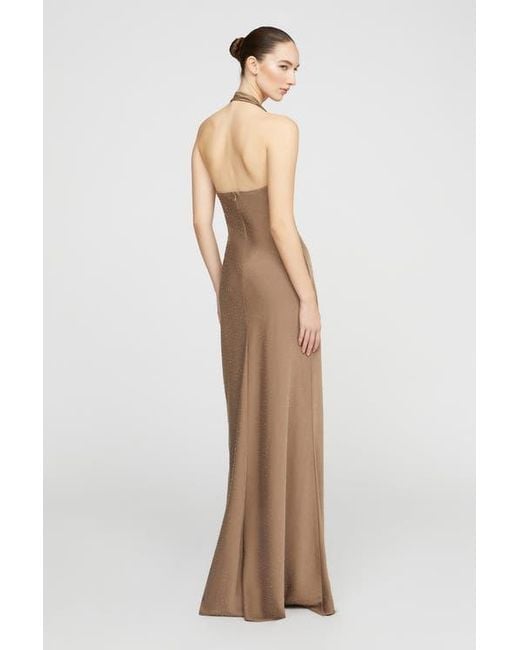 Halston Heritage Natural Sid Satin Gown