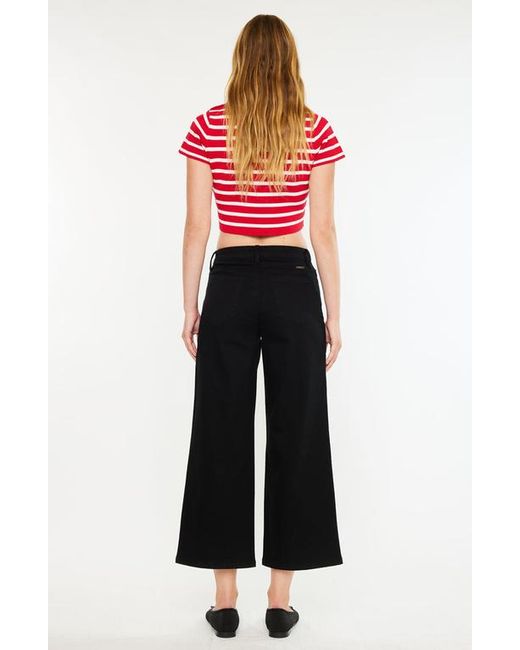 Kancan Black Shea High Rise Cropped Wide Leg Jeans