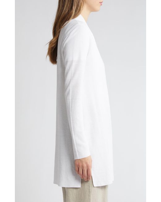 Eileen Fisher White Long Organic Linen & Organic Cotton Cardigan