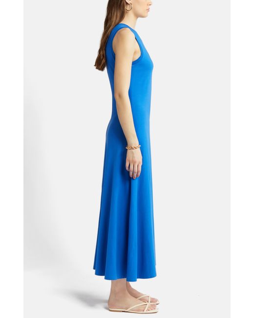 Nordstrom Blue Sleeveless Cotton Blend Dress