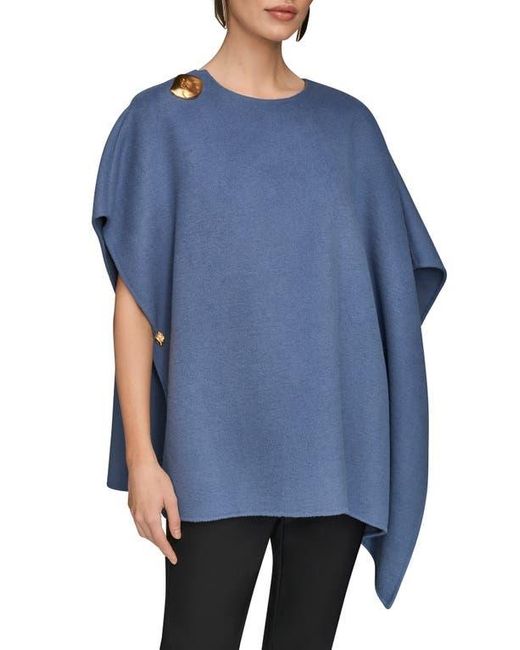 Donna Karan Blue Wool Blend Cape