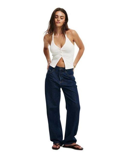 Cotton On Blue Alexa Button Front Halter
