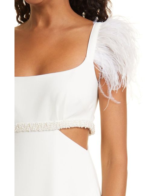 Likely White Taliah Feather Trim Gown