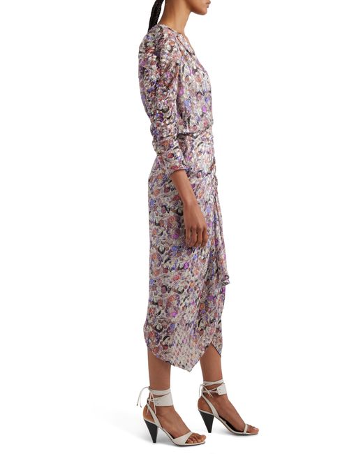 Isabel Marant Multicolor Nemil Abstract Print Ruched Midi Dress