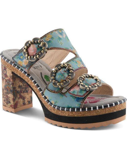 Spring Step Blue Milemarker Platform Slide Sandal