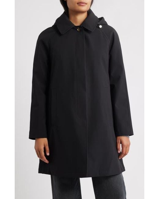 London Fog Women's Black Heritage Bonded Trench Raincoat With Removable Hood