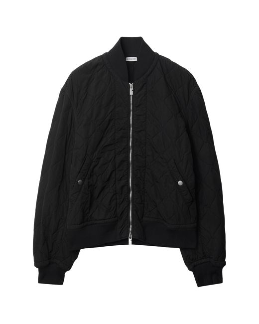 Burberry Black Quilted Washed Nylon Bomber Jacket for men