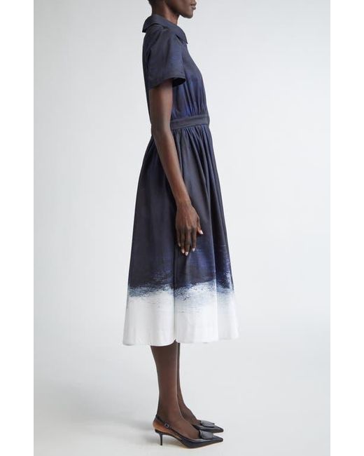 Jason Wu Blue Brushed Stretch Cotton Canvas Midi Dress