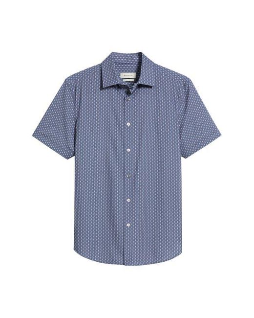 Bugatchi Blue Miles Ooohcotton Geometric Print Short Sleeve Button-Up Shirt for men