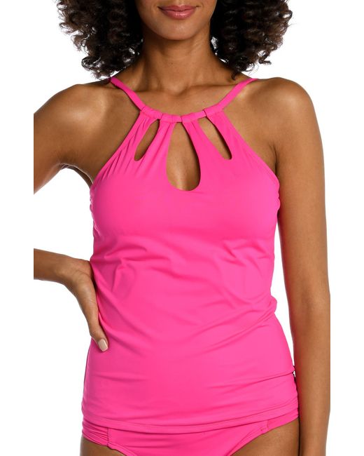 La Blanca High Neck Tankini Top in Pink Lyst