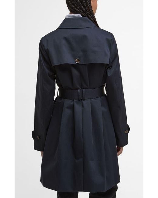 Barbour Blue Greta Belted Water Resistant Twill Trench Coat