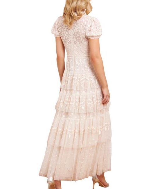 Needle & Thread Pink Layered Lace Ankle Gown