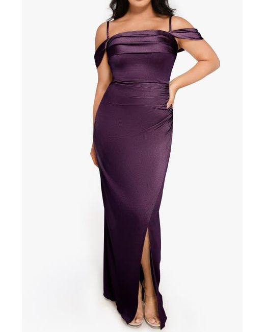 shapewear off shoulder shine ruched sculpting maxi dress Popilush Women's Liquid Metallic Fabric Off Shoulder Shine Ruched Sculpting Maxi Shapewear Dress - Blue