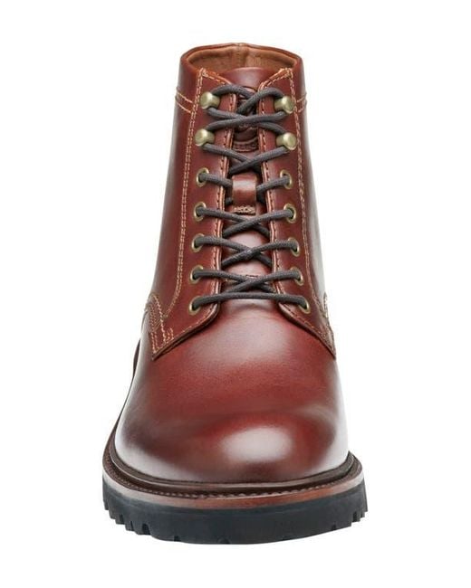 Johnston & Murphy Brown Dudley Plain Toe Lug Boot for men