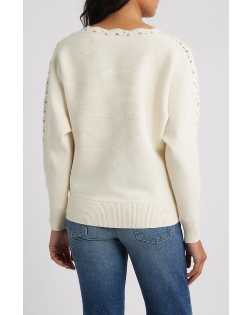 Tahari White The Juniper Dolman Sleeve Top