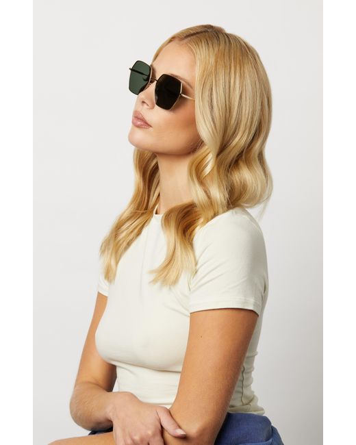 DIFF Green Harlowe 55mm Polarized Square Sunglasses